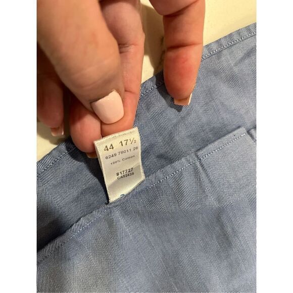 Eton Ganghester Men’s Luxury Blue Button Down Dress Shirt Sz 17.5 Work Office At - Picture 8 of 9
